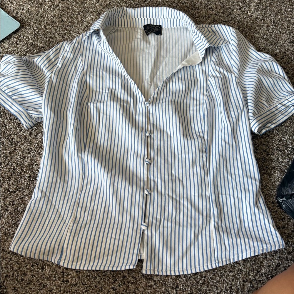 Classic Blue and White Striped Button Down Shirt